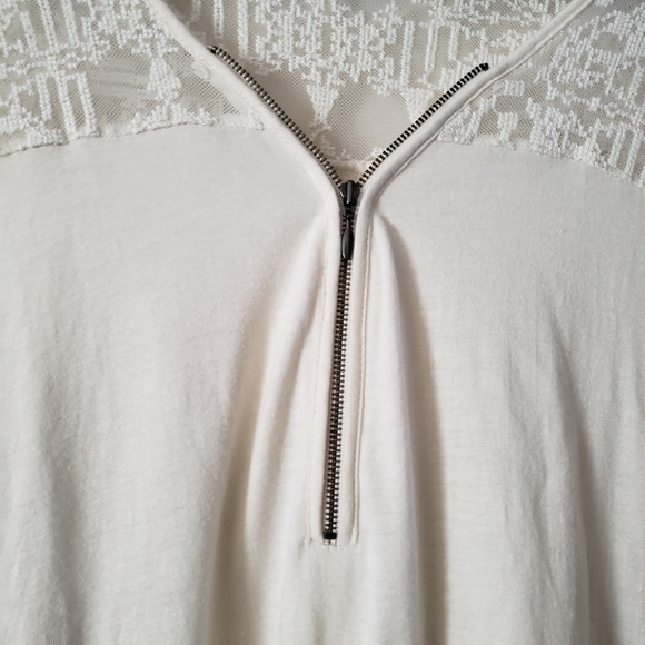 WRAP London Pop Over Cream Lace Top Blouse Embroidery Quater Zip Sz US 16, UK 20 - Picture 7 of 8